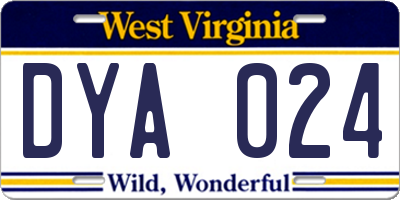 WV license plate DYA024