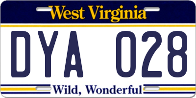 WV license plate DYA028
