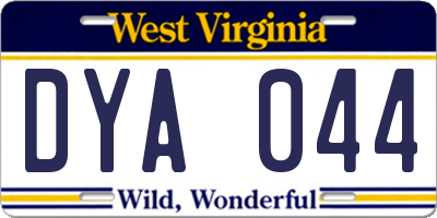 WV license plate DYA044