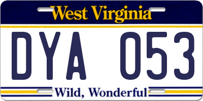 WV license plate DYA053