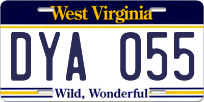 WV license plate DYA055