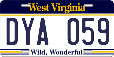 WV license plate DYA059