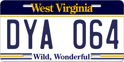 WV license plate DYA064