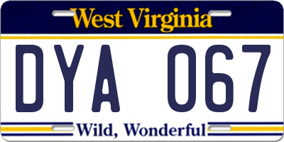 WV license plate DYA067
