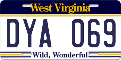 WV license plate DYA069