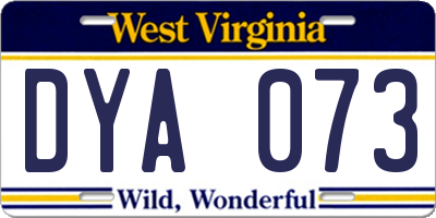 WV license plate DYA073