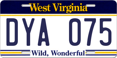 WV license plate DYA075