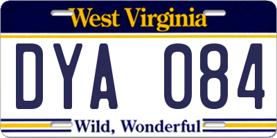 WV license plate DYA084