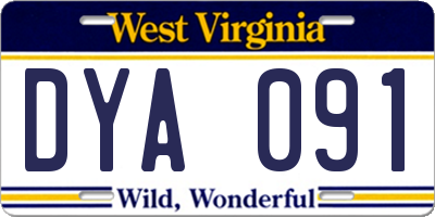 WV license plate DYA091