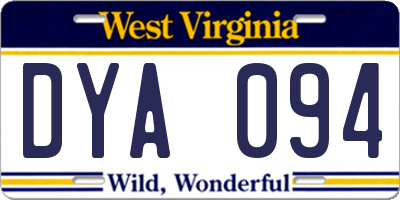 WV license plate DYA094