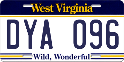 WV license plate DYA096