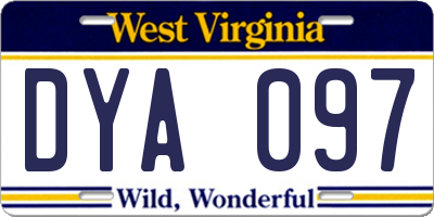 WV license plate DYA097