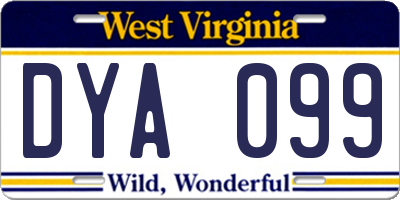 WV license plate DYA099