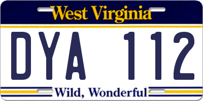 WV license plate DYA112