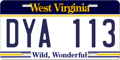 WV license plate DYA113