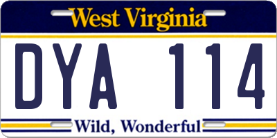 WV license plate DYA114