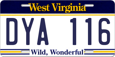 WV license plate DYA116