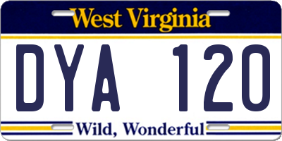 WV license plate DYA120