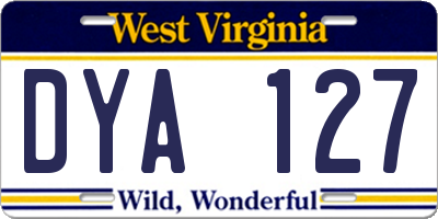 WV license plate DYA127