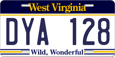 WV license plate DYA128