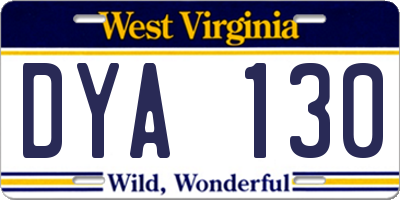 WV license plate DYA130