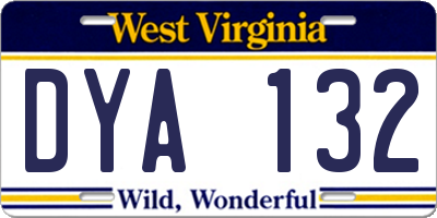 WV license plate DYA132