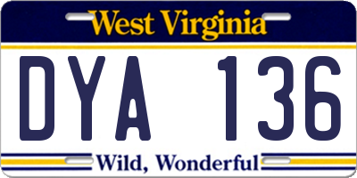 WV license plate DYA136