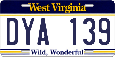 WV license plate DYA139