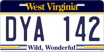 WV license plate DYA142