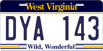 WV license plate DYA143