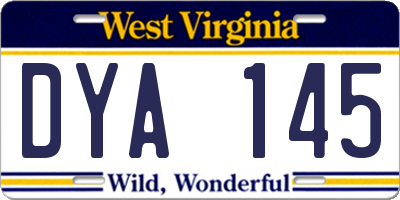 WV license plate DYA145