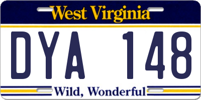 WV license plate DYA148
