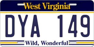 WV license plate DYA149