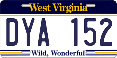 WV license plate DYA152