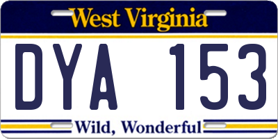 WV license plate DYA153