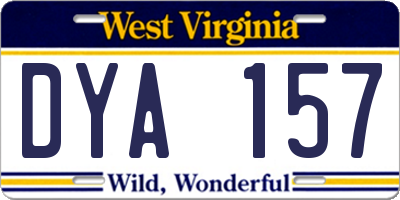 WV license plate DYA157
