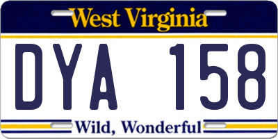WV license plate DYA158