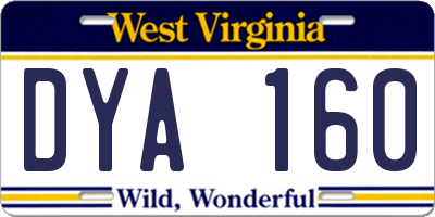 WV license plate DYA160