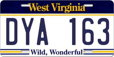 WV license plate DYA163