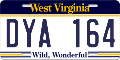 WV license plate DYA164