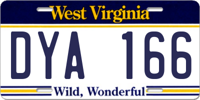 WV license plate DYA166