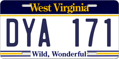 WV license plate DYA171