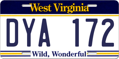 WV license plate DYA172