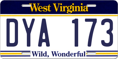 WV license plate DYA173
