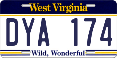 WV license plate DYA174