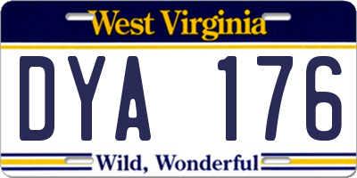 WV license plate DYA176