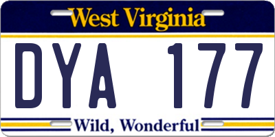 WV license plate DYA177