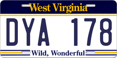WV license plate DYA178