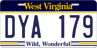 WV license plate DYA179