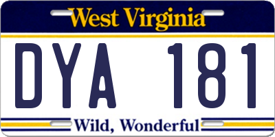 WV license plate DYA181